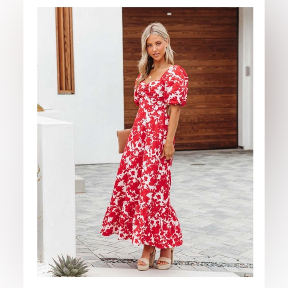 VICI cotton puff sleeve maxi dress
